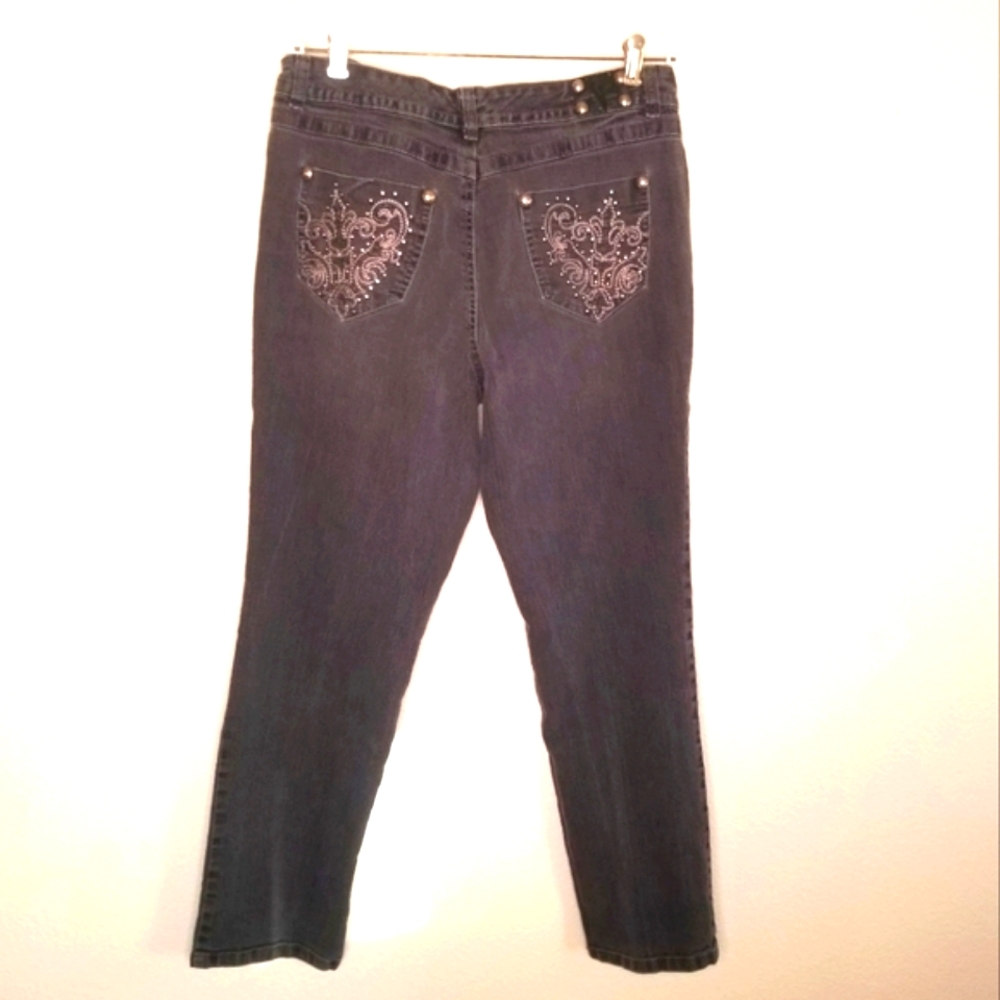 Style & Co Premium jeans black wash jeweled pockets 12 bling
